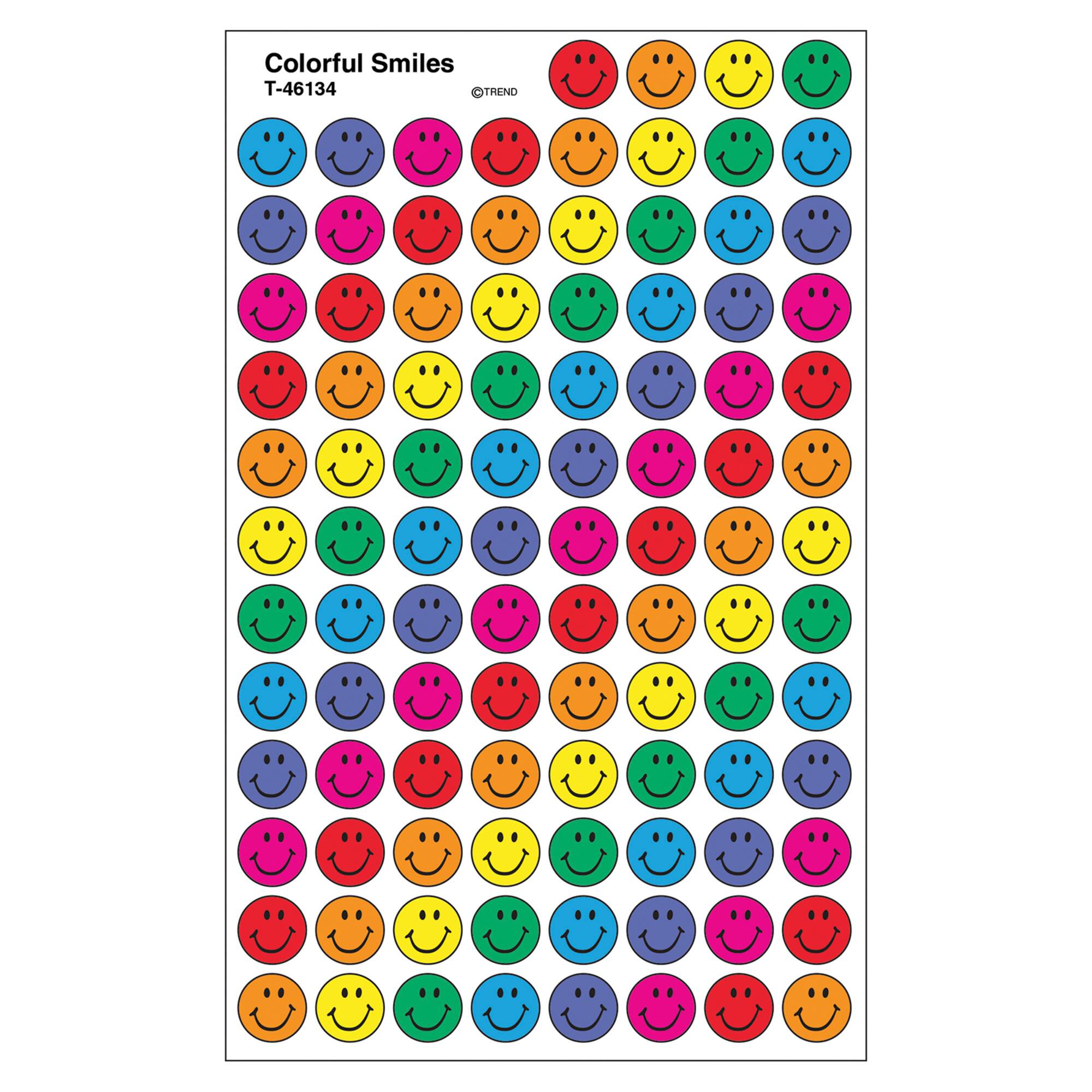 Trend Enterprises® superSpots® Colorful Smiles Stickers, 6 Packs of 800ct.